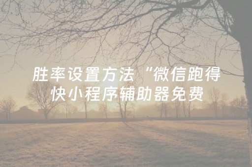 胜率设置方法“微信跑得快小程序辅助器免费（专用辅牌神器免安装）