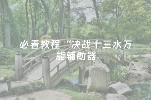 必看教程“决战十三水万能辅助器（专用辅牌神器免安装）
