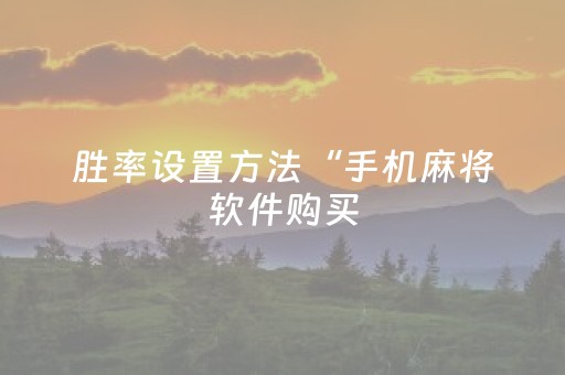 胜率设置方法“手机麻将软件购买（助赢神器通用版）