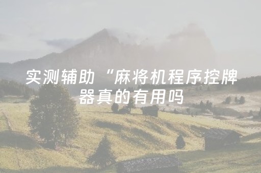 实测辅助“麻将机程序控牌器真的有用吗（助赢神器通用版）