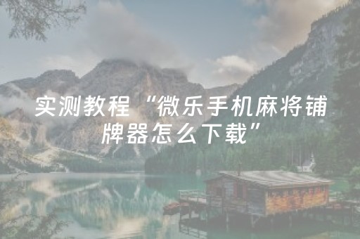 实测教程“微乐手机麻将铺牌器怎么下载”（详细透视教程）-哔哩哔哩