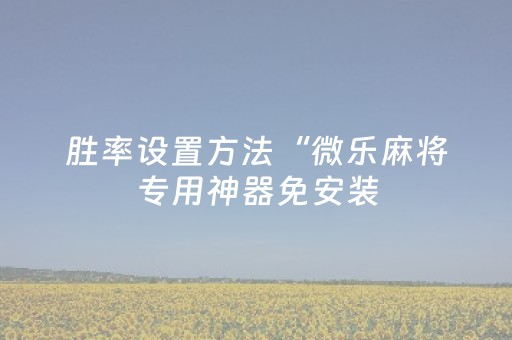 胜率设置方法“微乐麻将专用神器免安装（助赢神器通用版）