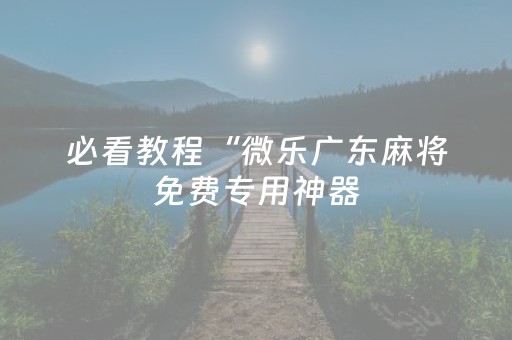 必看教程“微乐广东麻将免费专用神器（专用辅牌神器免安装）