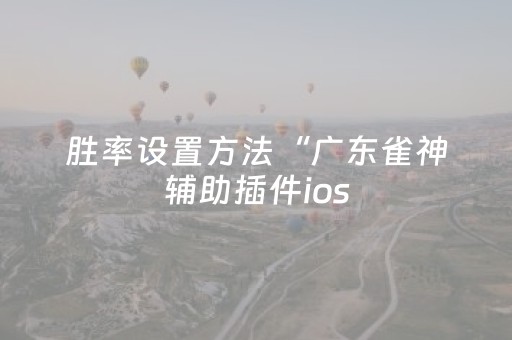 胜率设置方法“广东雀神辅助插件ios（专用辅牌神器免安装）