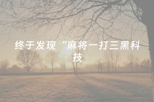 终于发现“麻将一打三黑科技（专用辅牌神器免安装）