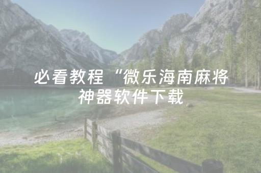 必看教程“微乐海南麻将神器软件下载（专用辅牌神器免安装）