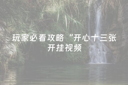 玩家必看攻略“开心十三张开挂视频（专用辅牌神器免安装）