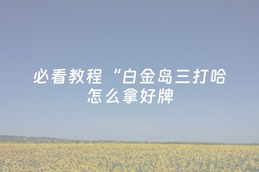 必看教程“白金岛三打哈怎么拿好牌（专用辅牌神器免安装）