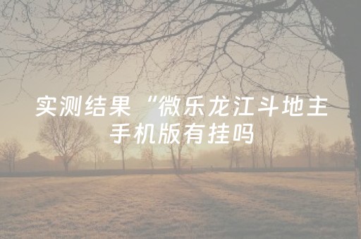实测结果“微乐龙江斗地主手机版有挂吗（专用辅牌神器免安装）