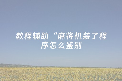 教程辅助“麻将机装了程序怎么鉴别（助赢神器通用版）