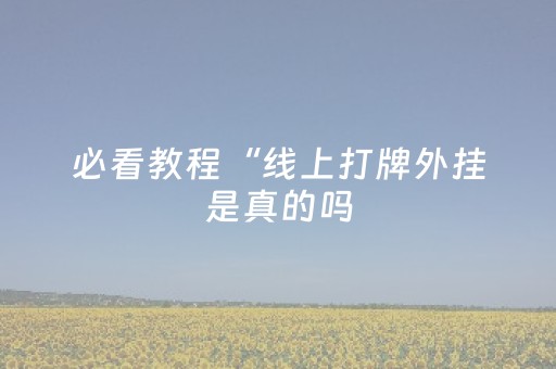 必看教程“线上打牌外挂是真的吗（专用辅牌神器免安装）