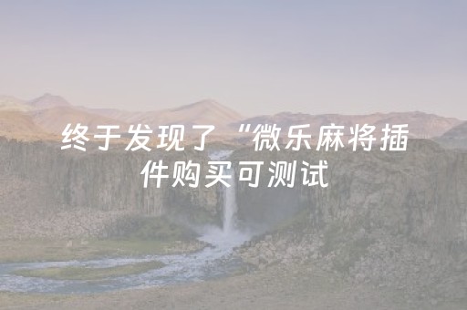 终于发现了“微乐麻将插件购买可测试（助赢神器通用版）