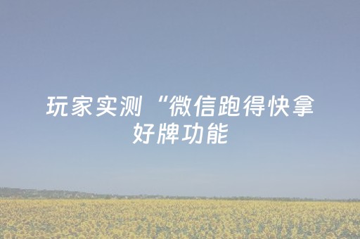 玩家实测“微信跑得快拿好牌功能（专用辅牌神器免安装）