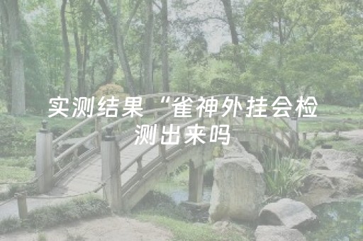 实测结果“雀神外挂会检测出来吗（助赢神器通用版）
