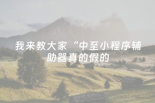 我来教大家“中至小程序辅助器真的假的（助赢神器通用版）