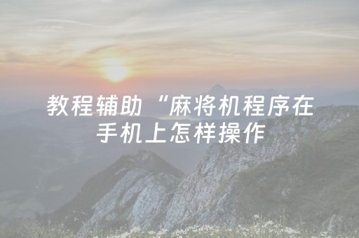 教程辅助“麻将机程序在手机上怎样操作（专用辅牌神器免安装）