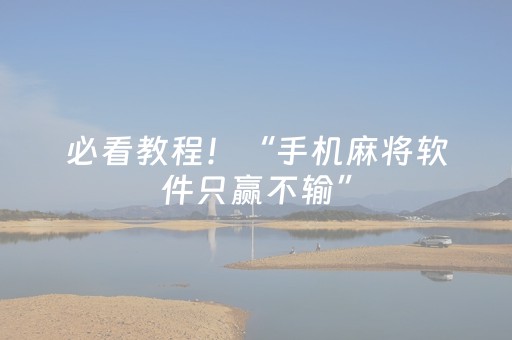 必看教程！“手机麻将软件只赢不输”（详细辅助教程）-哔哩哔哩