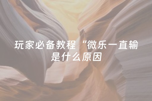 玩家必备教程“微乐一直输是什么原因（专用辅牌神器免安装）