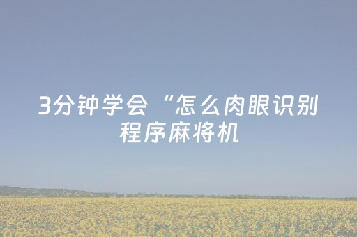 3分钟学会“怎么肉眼识别程序麻将机（专用辅牌神器免安装）