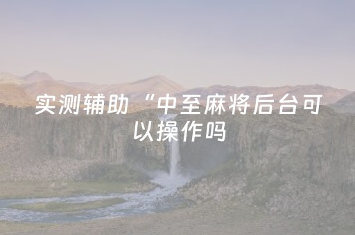 实测辅助“中至麻将后台可以操作吗（专用辅牌神器免安装）