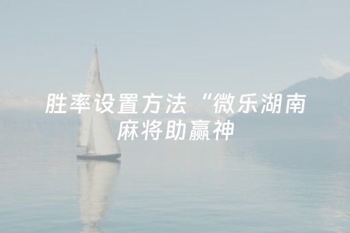 胜率设置方法“微乐湖南麻将助赢神（助赢神器通用版）