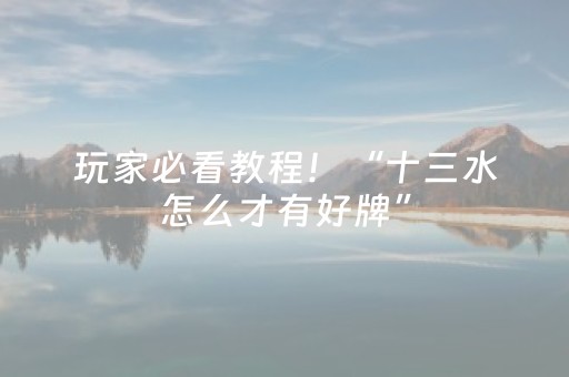 玩家必看教程！“十三水怎么才有好牌”（详细透视教程）-哔哩哔哩