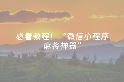 必看教程！“微信小程序麻将神器”（详细辅助教程）-哔哩哔哩