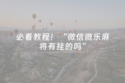 必看教程！“微信微乐麻将有挂的吗”（详细辅助教程）-哔哩哔哩