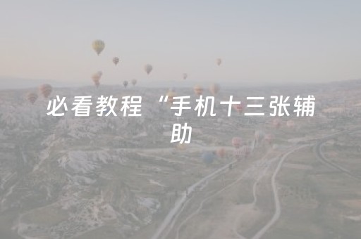 必看教程“手机十三张辅助（专用辅牌神器免安装）