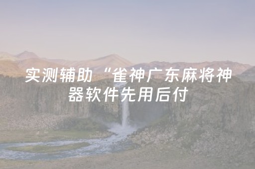实测辅助“雀神广东麻将神器软件先用后付（专用辅牌神器免安装）
