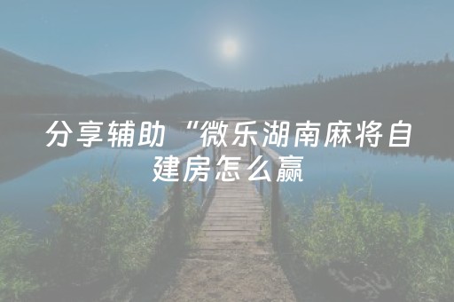 分享辅助“微乐湖南麻将自建房怎么赢（专用辅牌神器免安装）
