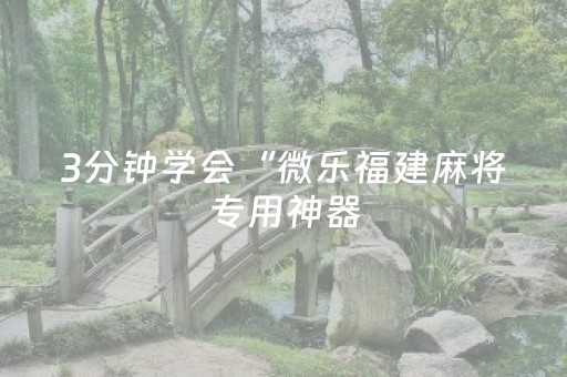 3分钟学会“微乐福建麻将专用神器（助赢神器通用版）