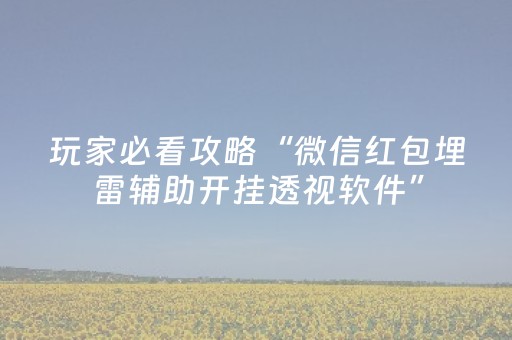玩家必看攻略“微信红包埋雷辅助开挂透视软件”（详细透视教程）-哔哩哔哩