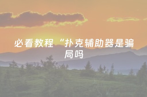 必看教程“扑克辅助器是骗局吗（专用辅牌神器免安装）
