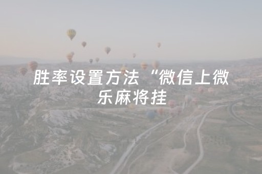 胜率设置方法“微信上微乐麻将挂（专用辅牌神器免安装）
