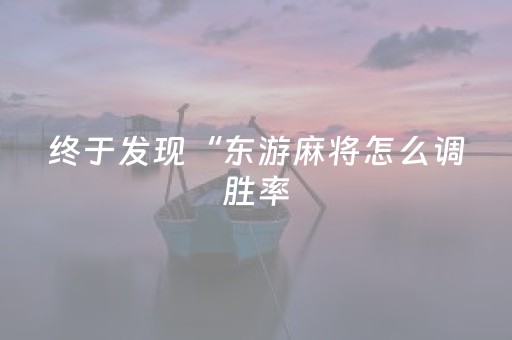 终于发现“东游麻将怎么调胜率（专用辅牌神器免安装）
