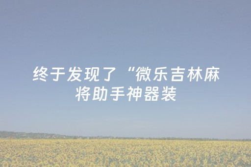终于发现了“微乐吉林麻将助手神器装（助赢神器通用版）