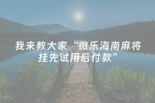 我来教大家“微乐海南麻将挂先试用后付款”（详细透视教程）-哔哩哔哩