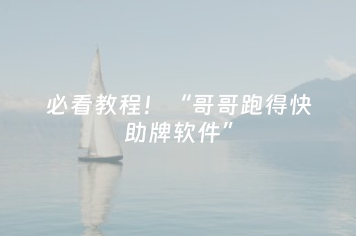 必看教程！“哥哥跑得快助牌软件”（详细开挂教程）-哔哩哔哩
