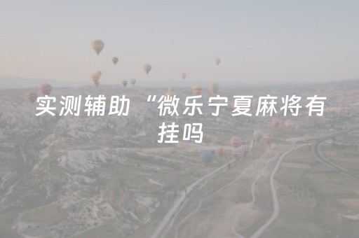 实测辅助“微乐宁夏麻将有挂吗（助赢神器通用版）