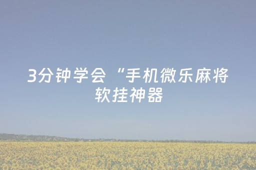 3分钟学会“手机微乐麻将软挂神器（助赢神器通用版）