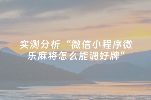 实测分析“微信小程序微乐麻将怎么能调好牌”（详细透视教程）-哔哩哔哩