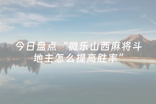 今日盘点“微乐山西麻将斗地主怎么提高胜率”（详细透视教程）-哔哩哔哩