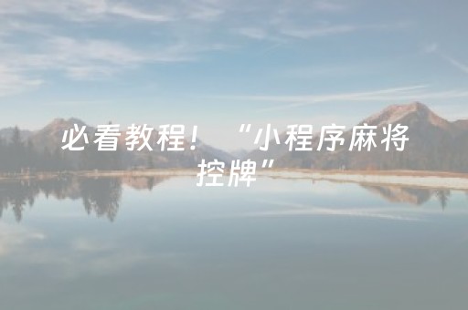 必看教程！“小程序麻将控牌”（详细透视教程）-哔哩哔哩