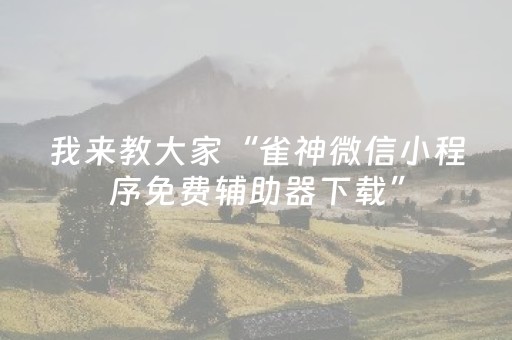 我来教大家“雀神微信小程序免费辅助器下载”（详细透视教程）-哔哩哔哩