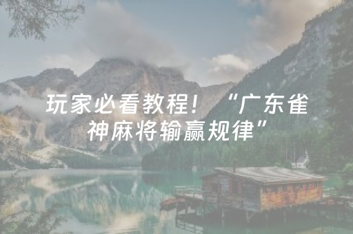 玩家必看教程！“广东雀神麻将输赢规律”（详细透视教程）-哔哩哔哩