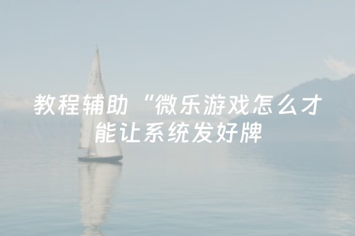 教程辅助“微乐游戏怎么才能让系统发好牌（专用辅牌神器免安装）