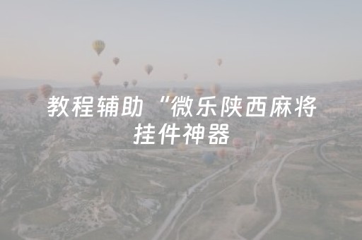 教程辅助“微乐陕西麻将挂件神器（助赢神器通用版）