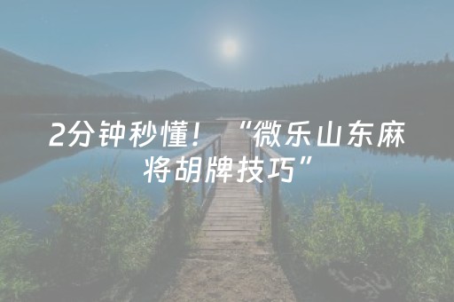 2分钟秒懂！“微乐山东麻将胡牌技巧”（详细辅助教程）-哔哩哔哩