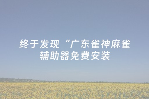 终于发现“广东雀神麻雀辅助器免费安装（助赢神器通用版）